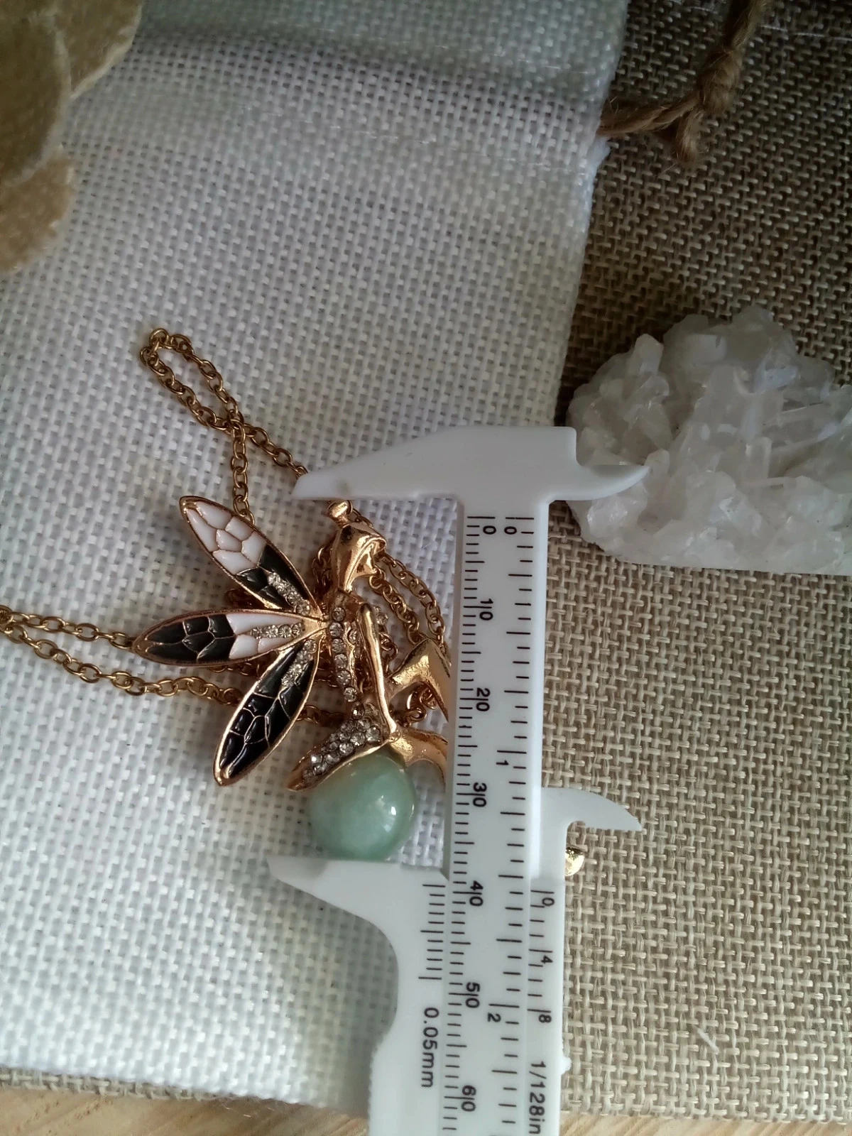 Golden fairy necklace with wings and blue turquoise amazonite stone 🩵. – photo 4